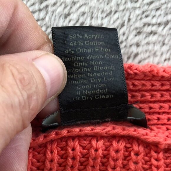Ann Taylor Factory Womens Sweater Medium V-Neck Ribbed Knit Coral Pullover Cozy - Picture 8 of 11